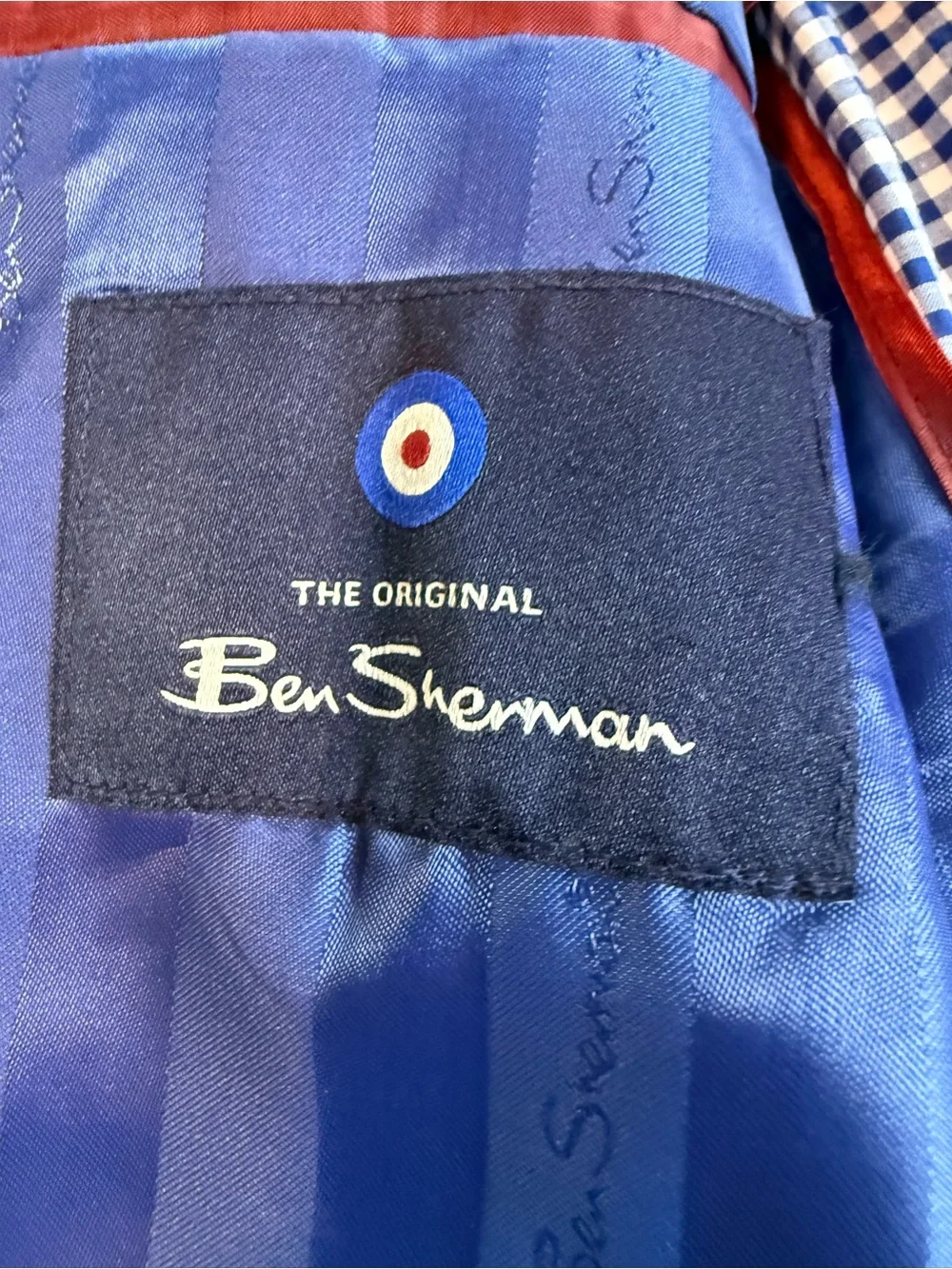 Ben Sherman Blue Gingham Plaid Sport Coat Two Button Blazer Jacket 42R